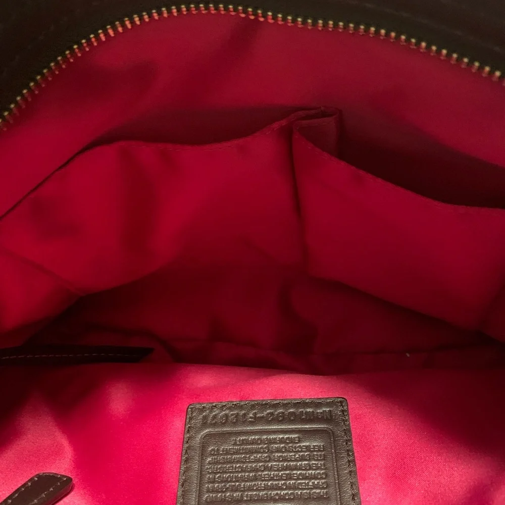 Coach Chocolate Leather Shoulder Bag with Gold Accents - Picture 5 of 12